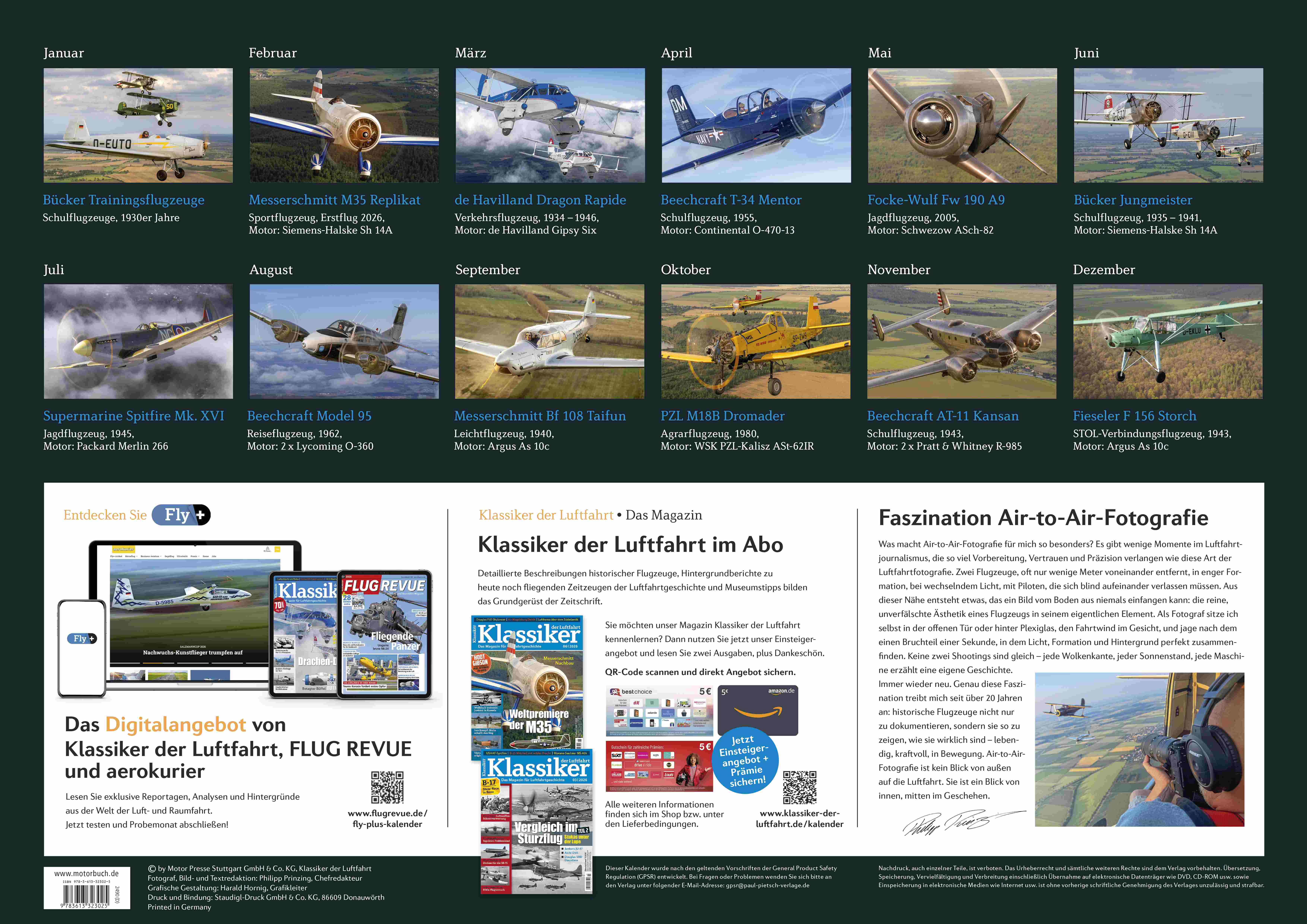 Klassiker der Luftfahrt Wandkalender 2027