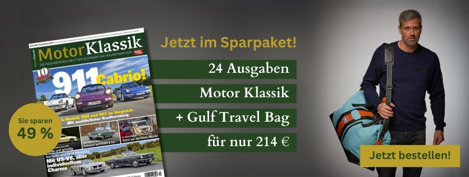 Brandseite | Motor Klassik Sparpaket 24 Ausgaben Gulf Travel Bag